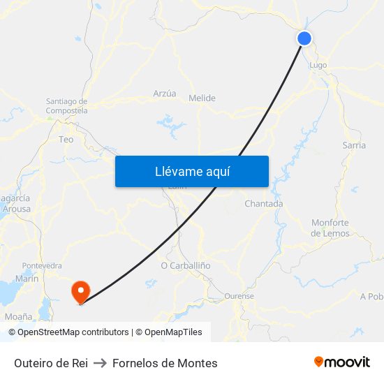 Outeiro de Rei to Fornelos de Montes map