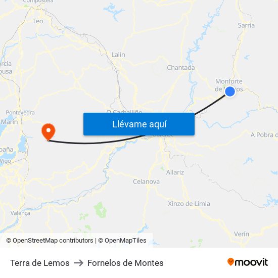 Terra de Lemos to Fornelos de Montes map