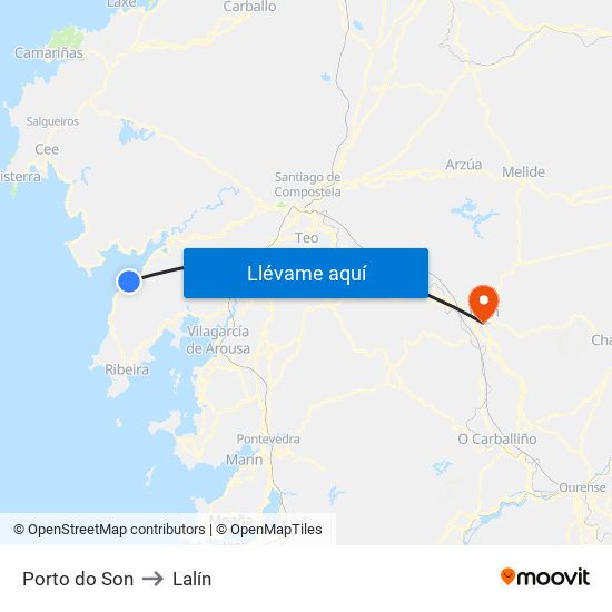 Porto do Son to Lalín map