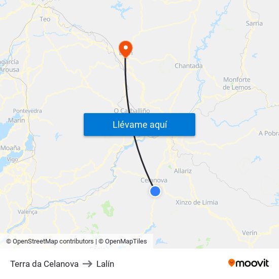 Terra da Celanova to Lalín map