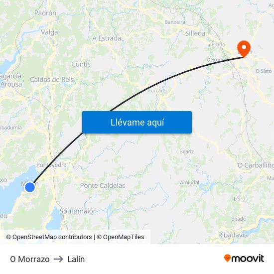 O Morrazo to Lalín map