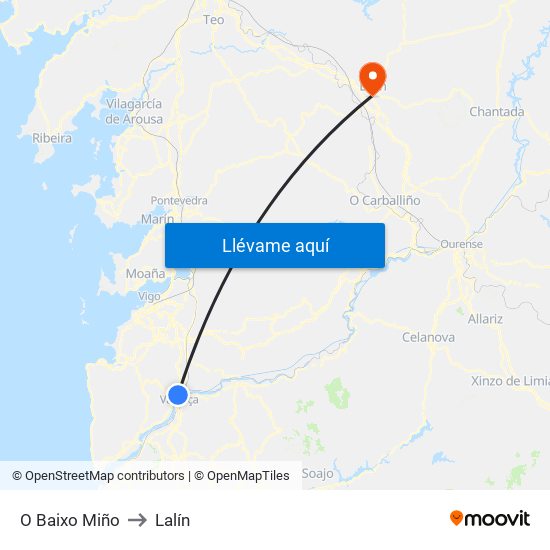 O Baixo Miño to Lalín map