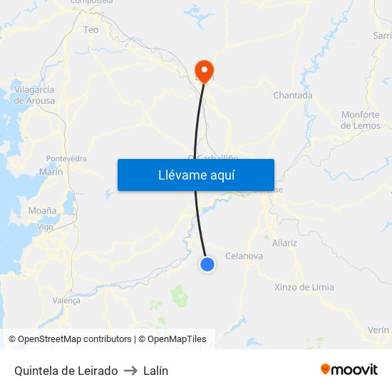 Quintela de Leirado to Lalín map