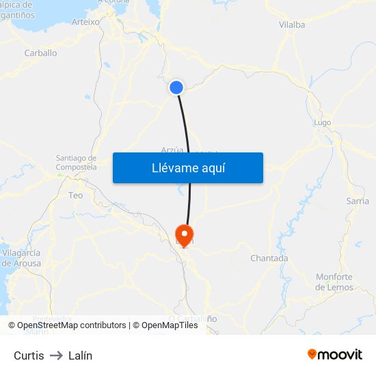 Curtis to Lalín map