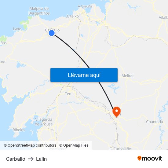 Carballo to Lalín map