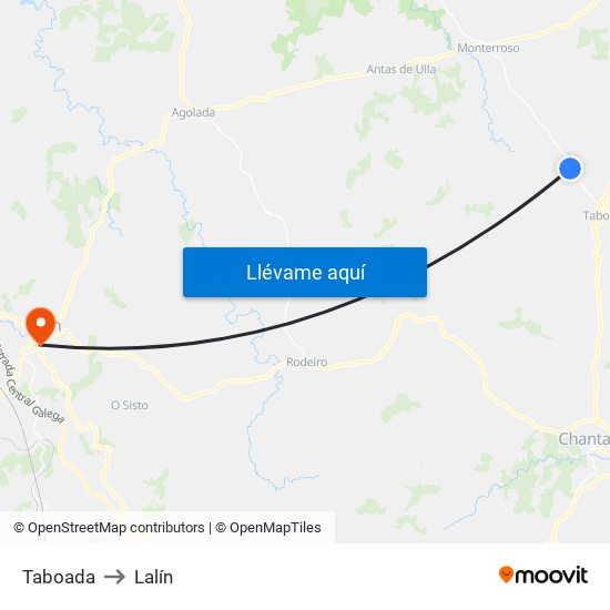 Taboada to Lalín map