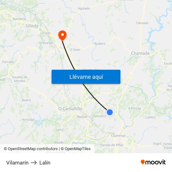 Vilamarín to Lalín map