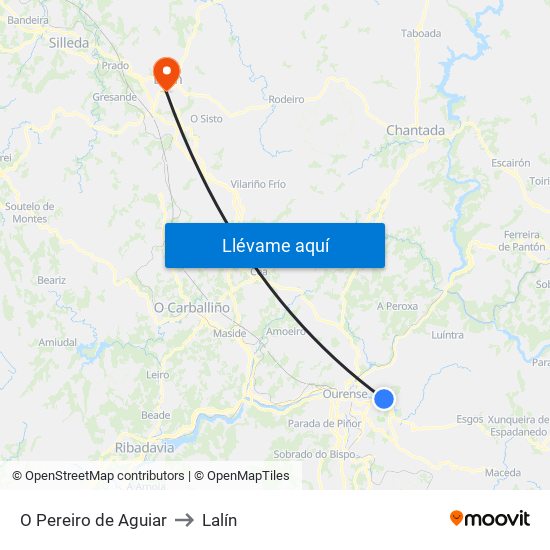 O Pereiro de Aguiar to Lalín map