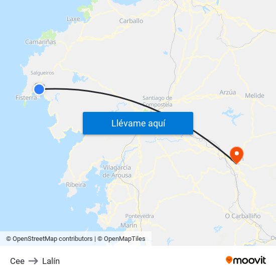 Cee to Lalín map