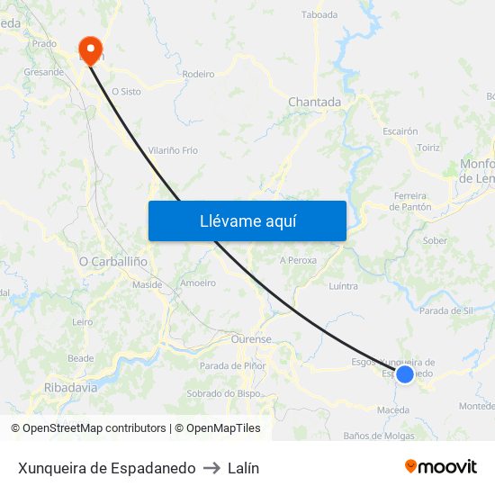 Xunqueira de Espadanedo to Lalín map
