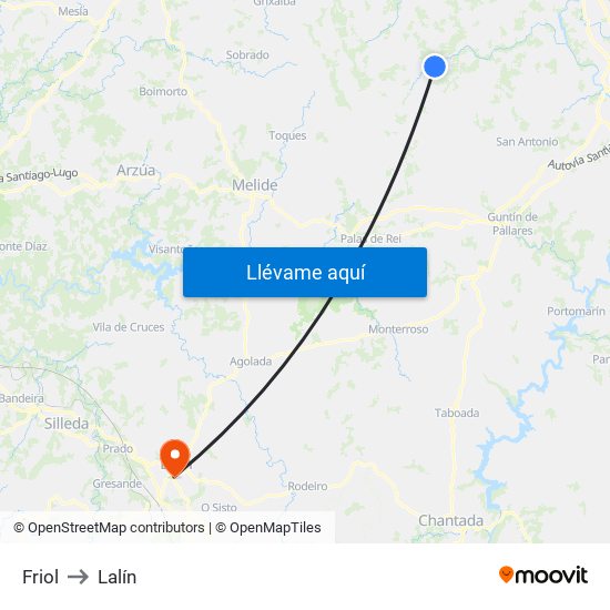 Friol to Lalín map