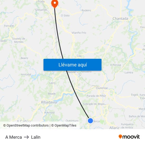 A Merca to Lalín map