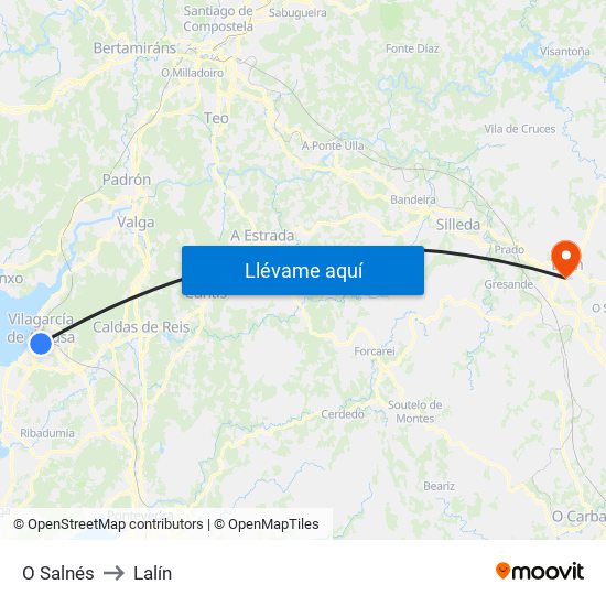 O Salnés to Lalín map