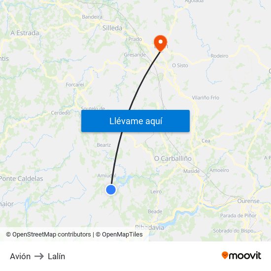 Avión to Lalín map