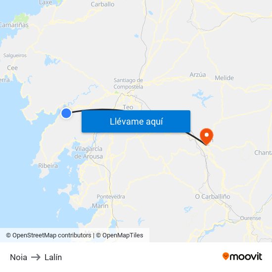 Noia to Lalín map
