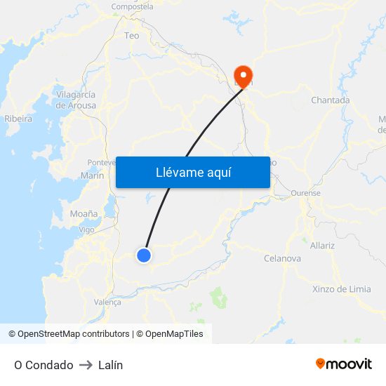 O Condado to Lalín map