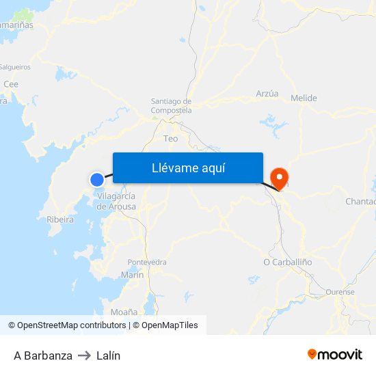 A Barbanza to Lalín map