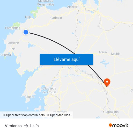 Vimianzo to Lalín map