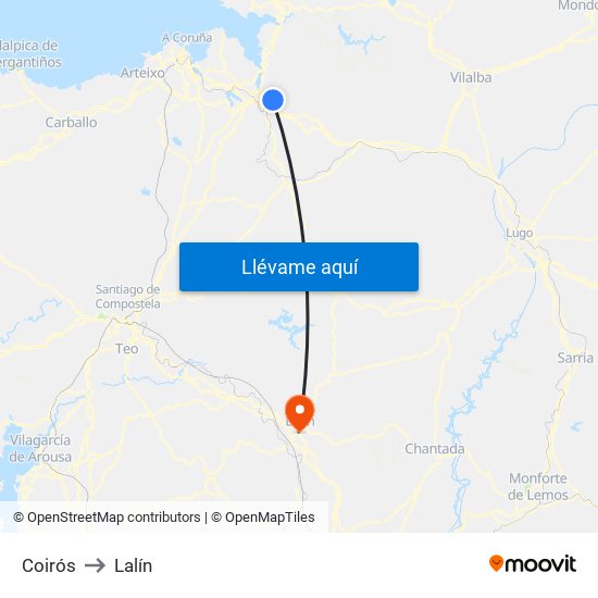 Coirós to Lalín map