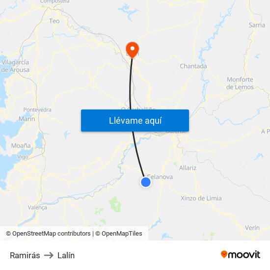 Ramirás to Lalín map