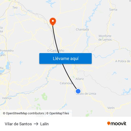 Vilar de Santos to Lalín map