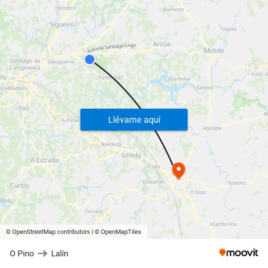O Pino to Lalín map