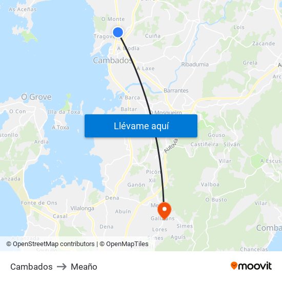 Cambados to Meaño map