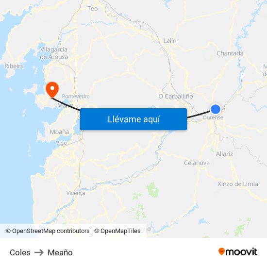 Coles to Meaño map