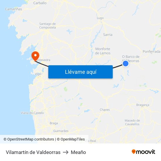 Vilamartín de Valdeorras to Meaño map