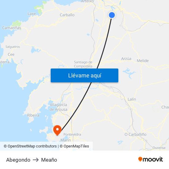 Abegondo to Meaño map