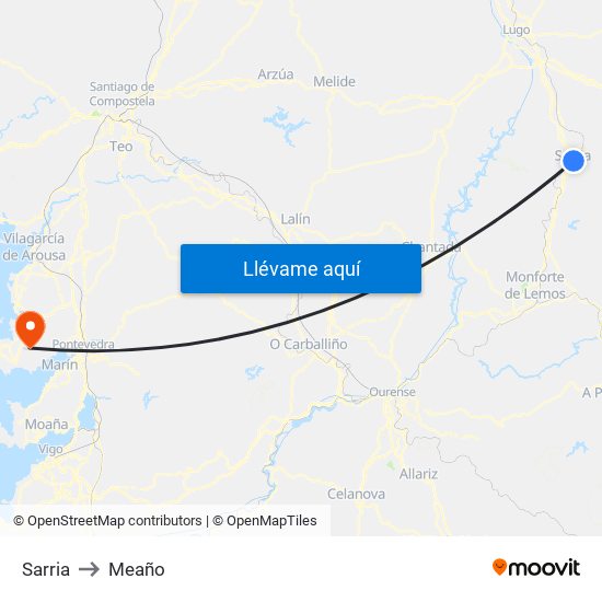 Sarria to Meaño map