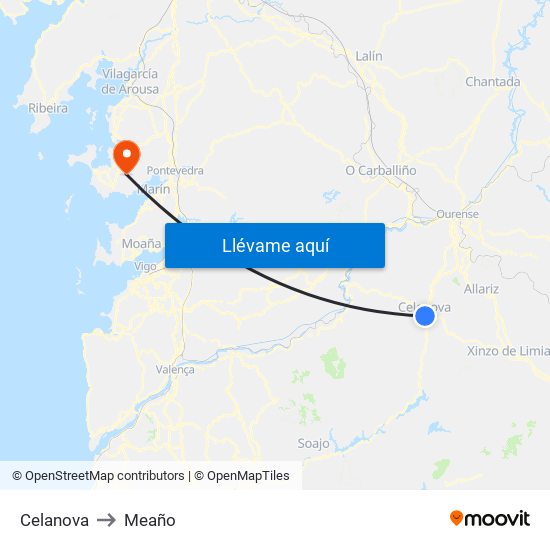 Celanova to Meaño map
