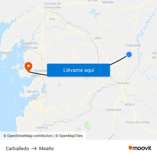 Carballedo to Meaño map