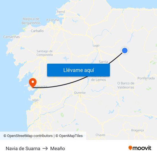 Navia de Suarna to Meaño map