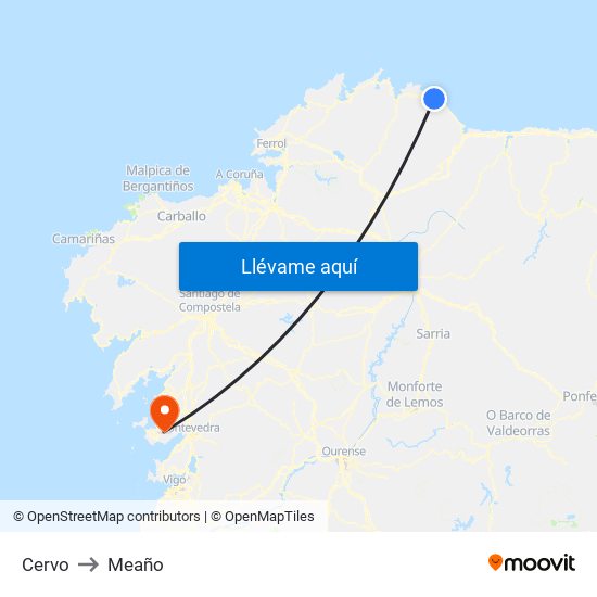 Cervo to Meaño map