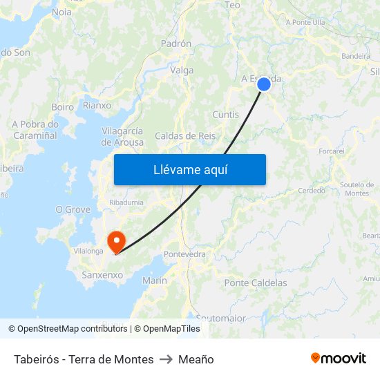 Tabeirós - Terra de Montes to Meaño map