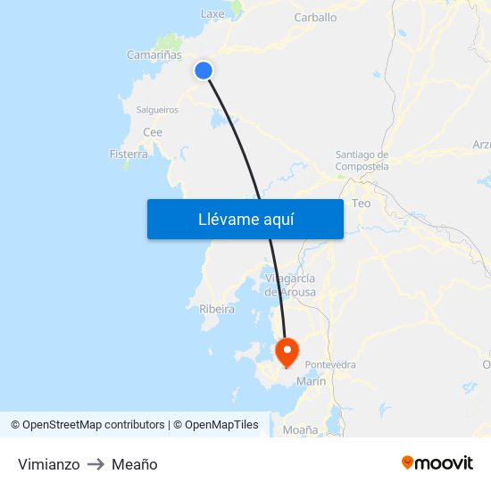 Vimianzo to Meaño map