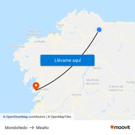 Mondoñedo to Meaño map