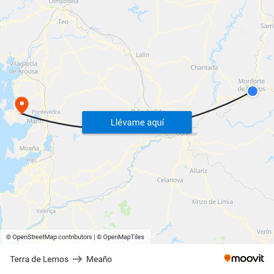 Terra de Lemos to Meaño map