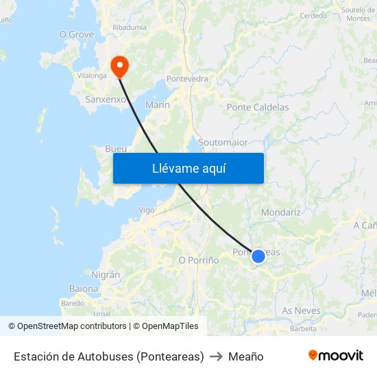 Estación de Autobuses (Ponteareas) to Meaño map