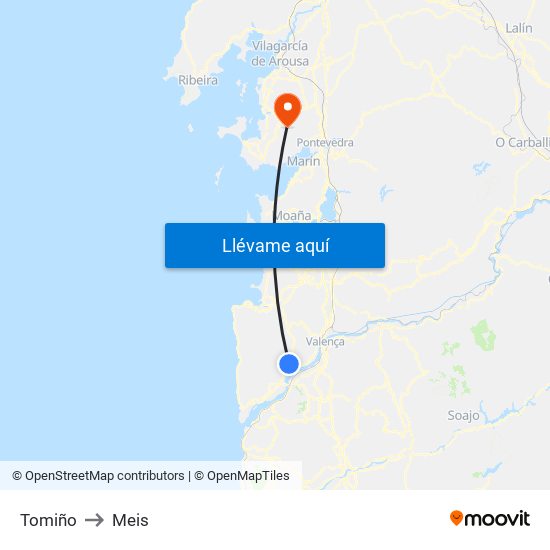 Tomiño to Meis map