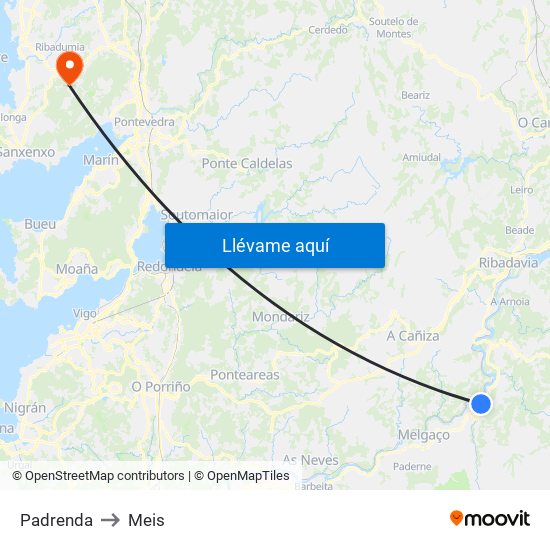 Padrenda to Meis map
