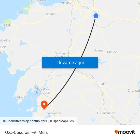 Oza-Cesuras to Meis map
