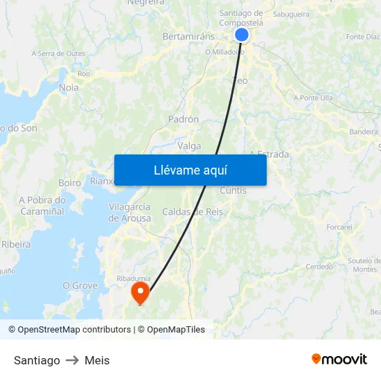 Santiago to Meis map