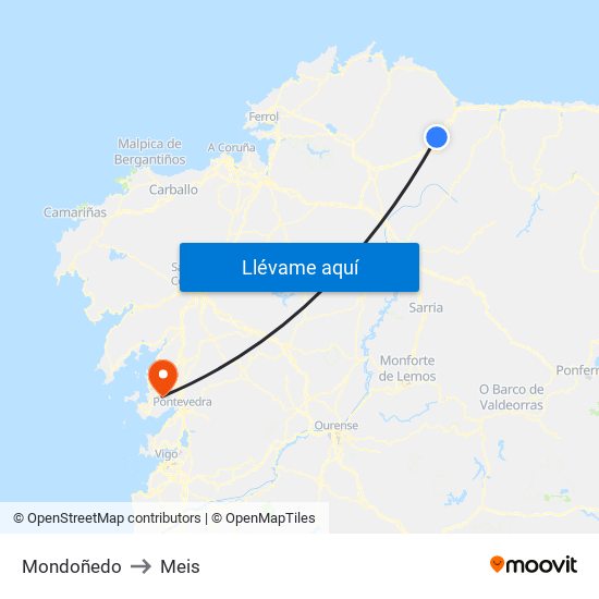 Mondoñedo to Meis map