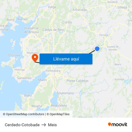 Cerdedo-Cotobade to Meis map