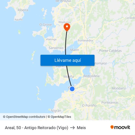 Areal, 50 - Antigo Reitorado (Vigo) to Meis map