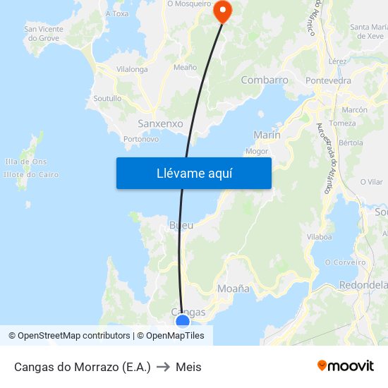 Cangas do Morrazo (E.A.) to Meis map