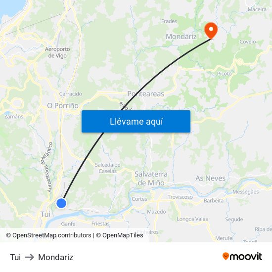 Tui to Mondariz map