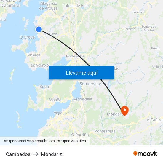 Cambados to Mondariz map